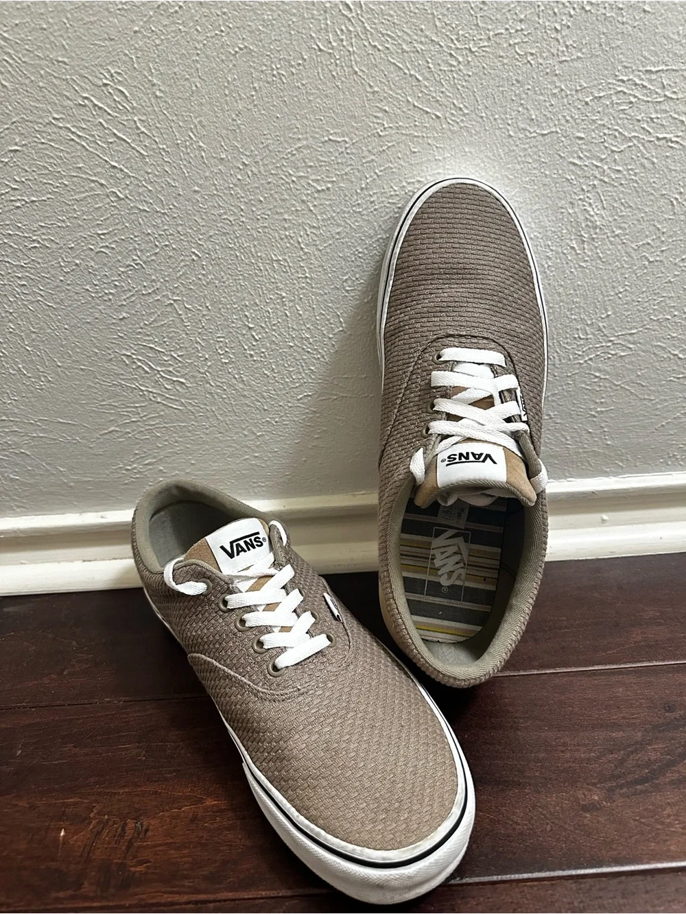 Vans Men’s Low-Top Sneakers in Taupe and White